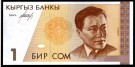 Kirgisistan: 1 Som 1994 ND, #7a, kv. 0 (Nr.44), bakark medfølger thumbnail