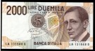 Italia: 2000 Lire 1990, #115, kv. 0 (Nr.60), bakark medfølger thumbnail