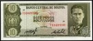 Bolivia: 10 Pesos Bolivianos 1962, #154a, kv. 0 (Nr.110), bakark medfølger thumbnail