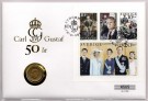 Kongelig myntbrev, SH 02 - Kong Carl Gustaf 50 år thumbnail