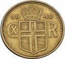 1 Krona 1940, kv. 1+, (opplag 715.000 stk) - ISLAND thumbnail