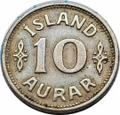 10 Aurar 1933, kv. 1+/01, noe kantanm. (opplag 157.147 stk) - ISLAND thumbnail
