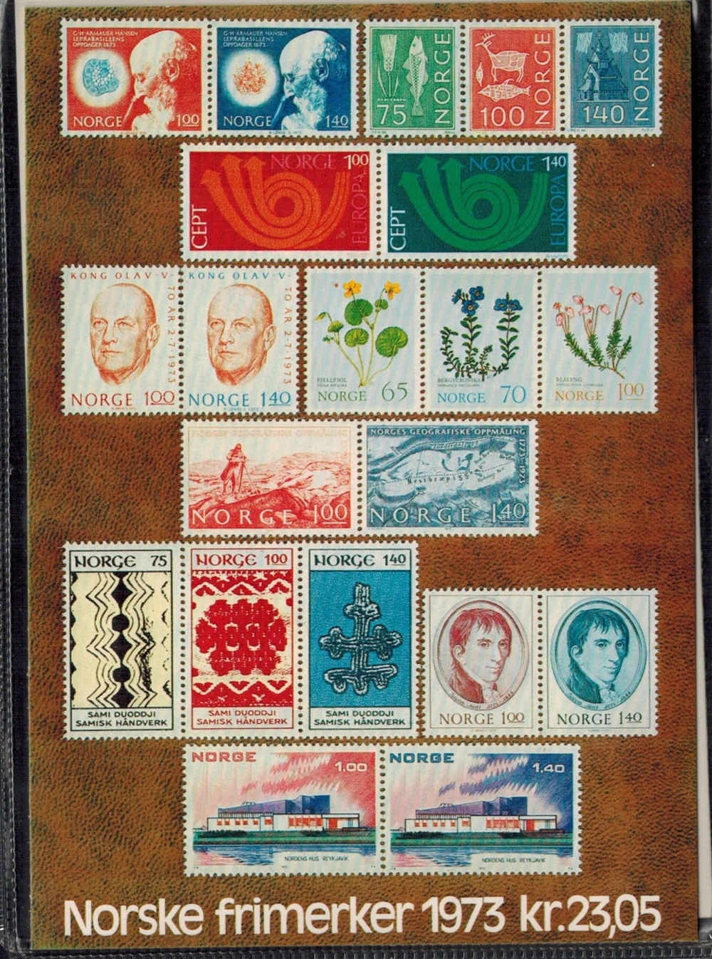 Med postfriske frimerker, hele året komplett.
