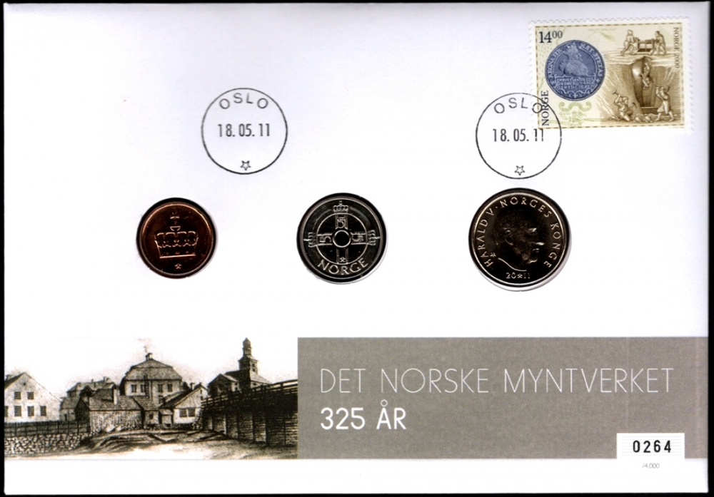 Mynt: 10 krone, 1 kr. og 50 øre 2011
Frimerker: NK 1364.
Stempel: 18.05.2011.
Opplag: 4.000 Stk. // Bakark medfølger.